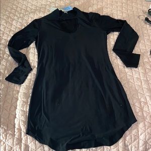 Black long sleeved dress.